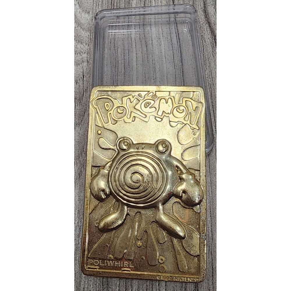 Pokemon Gold Plated Card the Character is Poliwhirl with Plastic Case